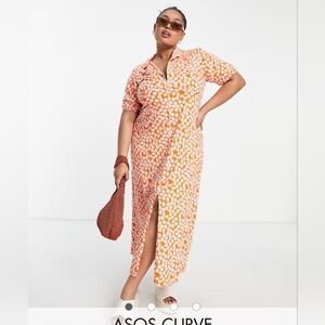 ASOS DESIGN Curve Midi Dress in Daisy Print